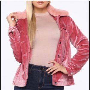 Gorgeous pink velvet coat with fur collar